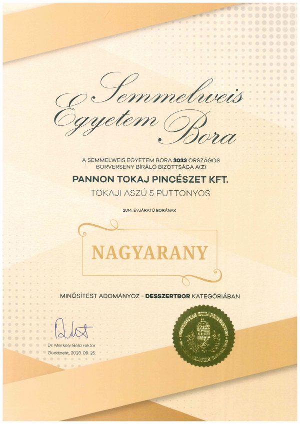 2023 Semmelweis Pannon Tokaj Tokaji Aszu 5 Puttony