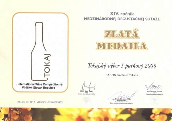 2012 International Wine Competition - Babits TOkaji Aszu 5 - 2006 puttony