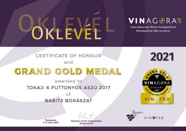 2021 vinagora Grand Gold - Babits Tokaji Aszu 6 Puttony - 2017